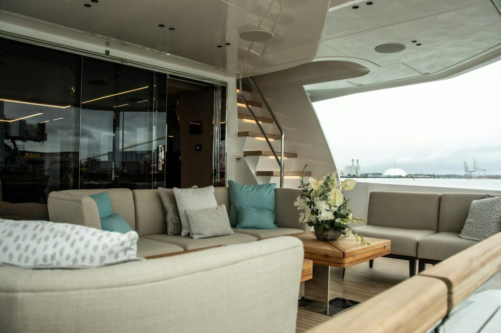 Yacht salon after interior design